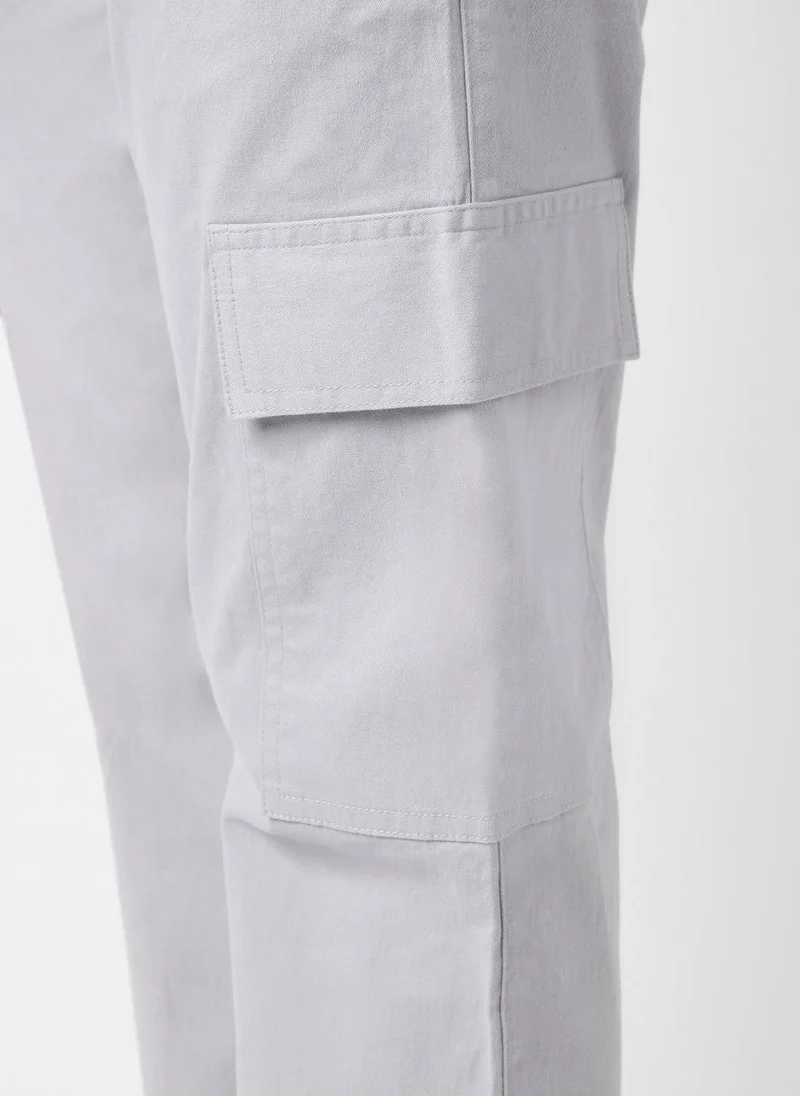 Urbano Fashion  Urbano Fashion Men's Ice Grey Regular Fit Solid Cargo Chino Pant with 6 Pockets Stretchable for Men | Best Price UAE